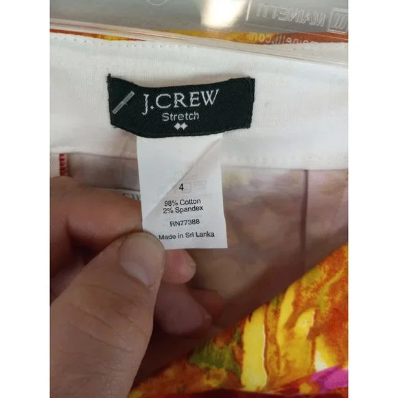 J. Crew Factory Patterned Pencil Skirt Orange Size 4 - Picture 3 of 4